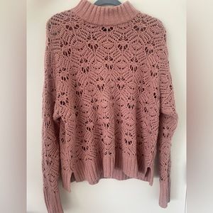 American Eagle pink woven turtleneck sweater